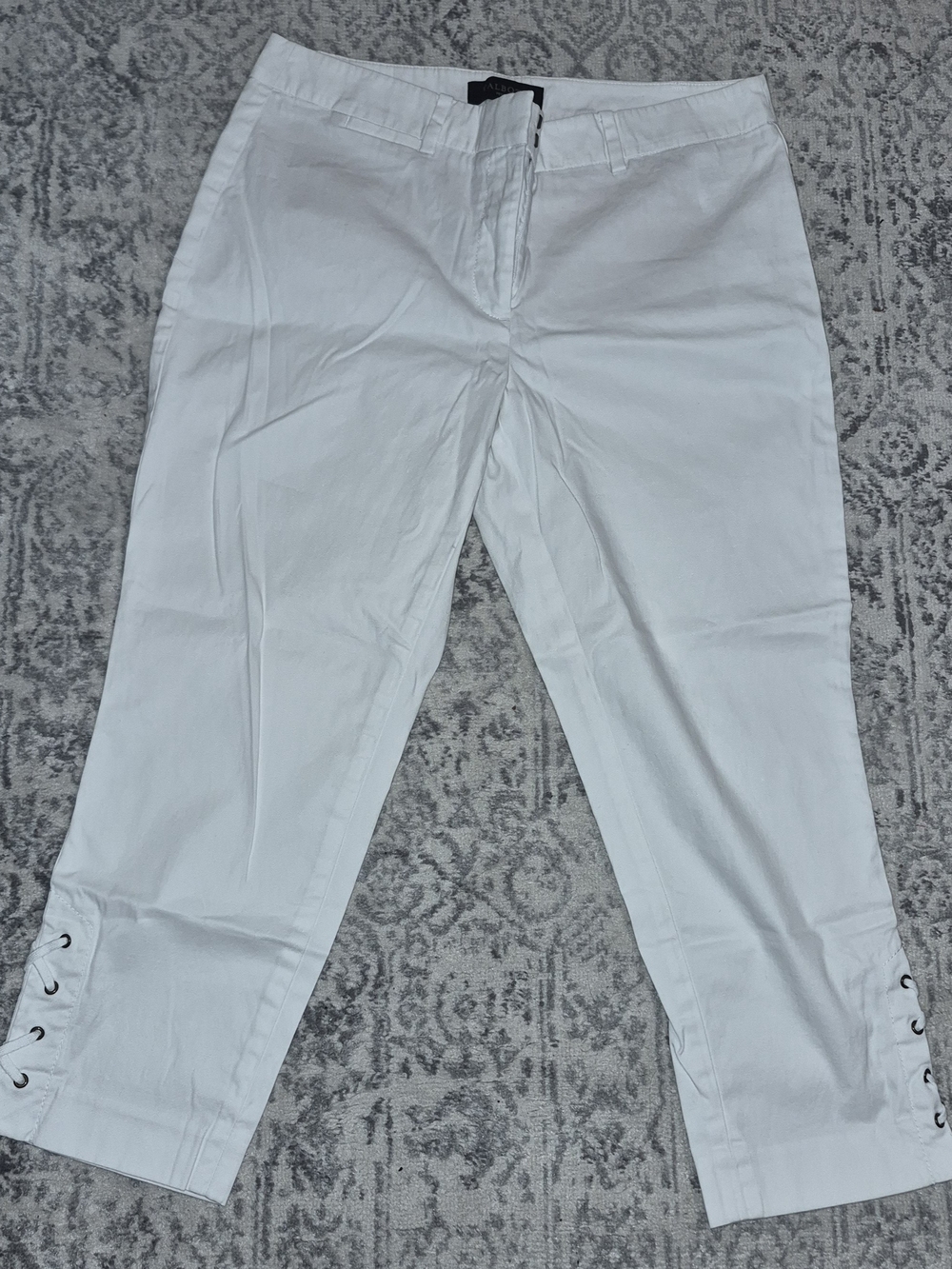 Talbots White Men’s Cotton-Blend Chinos with Hem Eyelet Detail